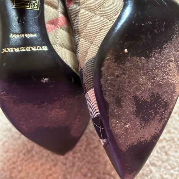 Burberry Black & White Check Pointed Toe Heels - Picture 6 of 6